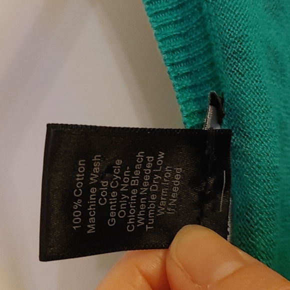 Ann Taylor Factory US XL Light Turquoise Crew Neck Patterned Top/Sweater - Picture 4 of 8